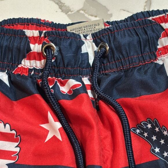 US Polo Association | Stars Stripes Boys Red White Navy Blue Swim Trunks - Picture 13 of 14